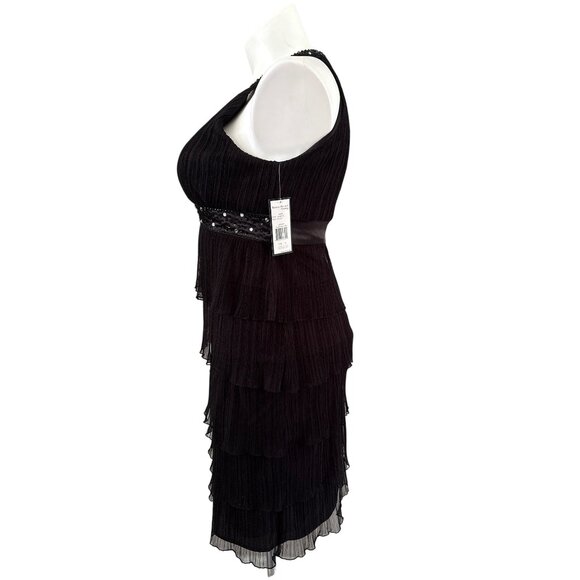 Jessica Howard Evenings NWT Black Tiered Keyhole Beaded Dress, Women's Size 14 - Picture 7 of 10